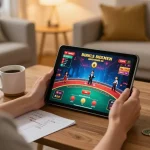 Experience thrilling gameplay on new88 while enjoying a cozy home setting using a tablet.