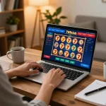 Engaging gameplay on 789club casino interface displayed on a laptop in a cozy home setup