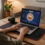 Engaging gameplay on Fly88's live dealer roulette game from a cozy home setup