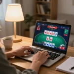 Engaged player enjoying online gaming at Nhà cái SAY88 during a cozy home session.
