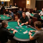 Players engaging in a thrilling poker game at a bustling casino showcasing rikvip strategies.