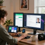 Efficient workspace scene showcasing clawbot AI assistant managing emails and messages.