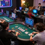 Players engaging with live dealer games at five88, showcasing strategic online gameplay excitement