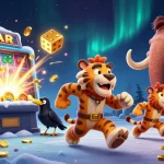 Win exciting prizes at 13win with this thrilling prehistoric casino scene.