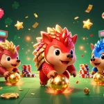 Engage with the thrilling 68WIN gaming experience featuring pangolins amidst casino action.