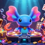 Engage with thrilling underwater casino vibes featuring 89BET's playful axolotl DJ and vibrant game elements.