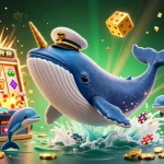 Experience 78WIN's lively casino scene with whale, narwhal, and dolphins amidst vibrant gaming symbols.