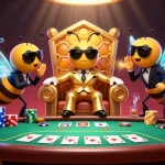 yais shows a dynamic poker scene with a bumblebee mob boss, embodying thrilling gambling action.