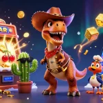 Experience the thrill of kèo nhà cái with active gaming scene featuring cartoon characters and vibrant casino symbols.