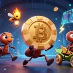 Play to win at SHBET with a dynamic heist scene featuring cartoon ants and colorful crypto elements.