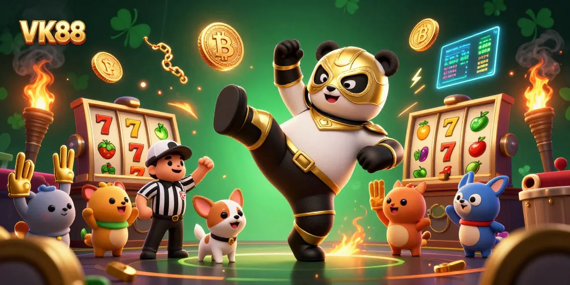 Experience thrilling action at VK88 with a panda wrestler and casino fun!