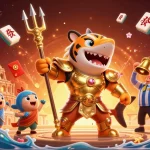 Engage with MM88's vibrant casino scene, where a fearless tiger shark battles in a lively underwater arena.