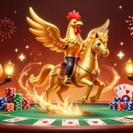 Experience excitement with xoso66 as golden rooster and crow companions in a vibrant casino scene.
