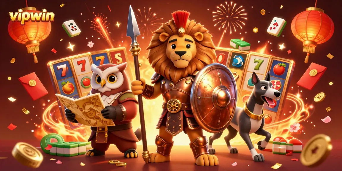 Experience the excitement of vipwin with a dynamic 3D illustration featuring slots and gaming elements.